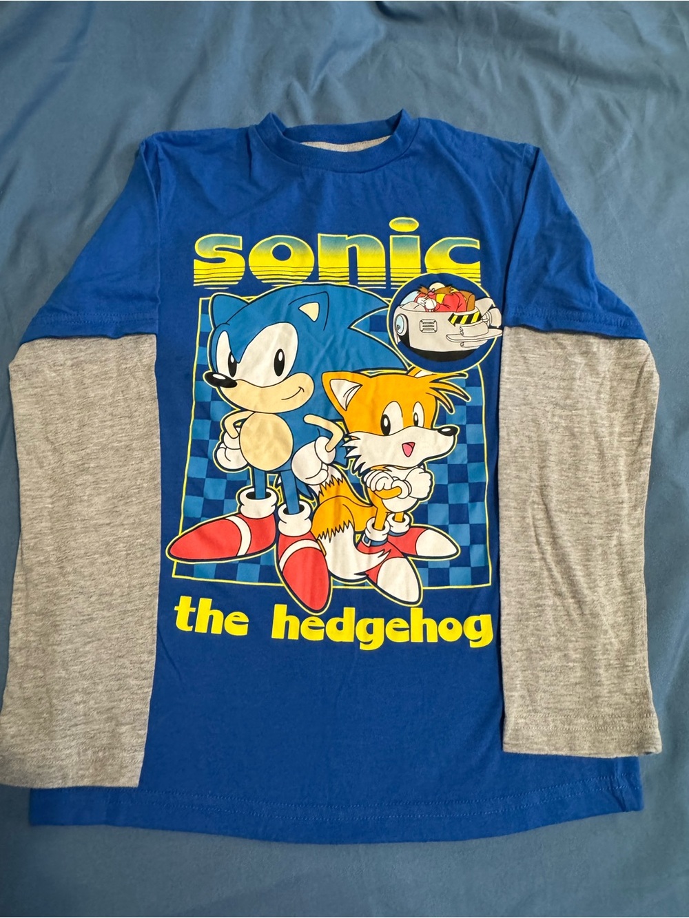Sonic the Hedgehog Kids' Blue & Gray Layered Long Sleeve Tee
